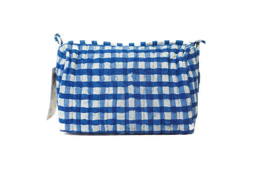 Indigo Gingham Toiletry Bag