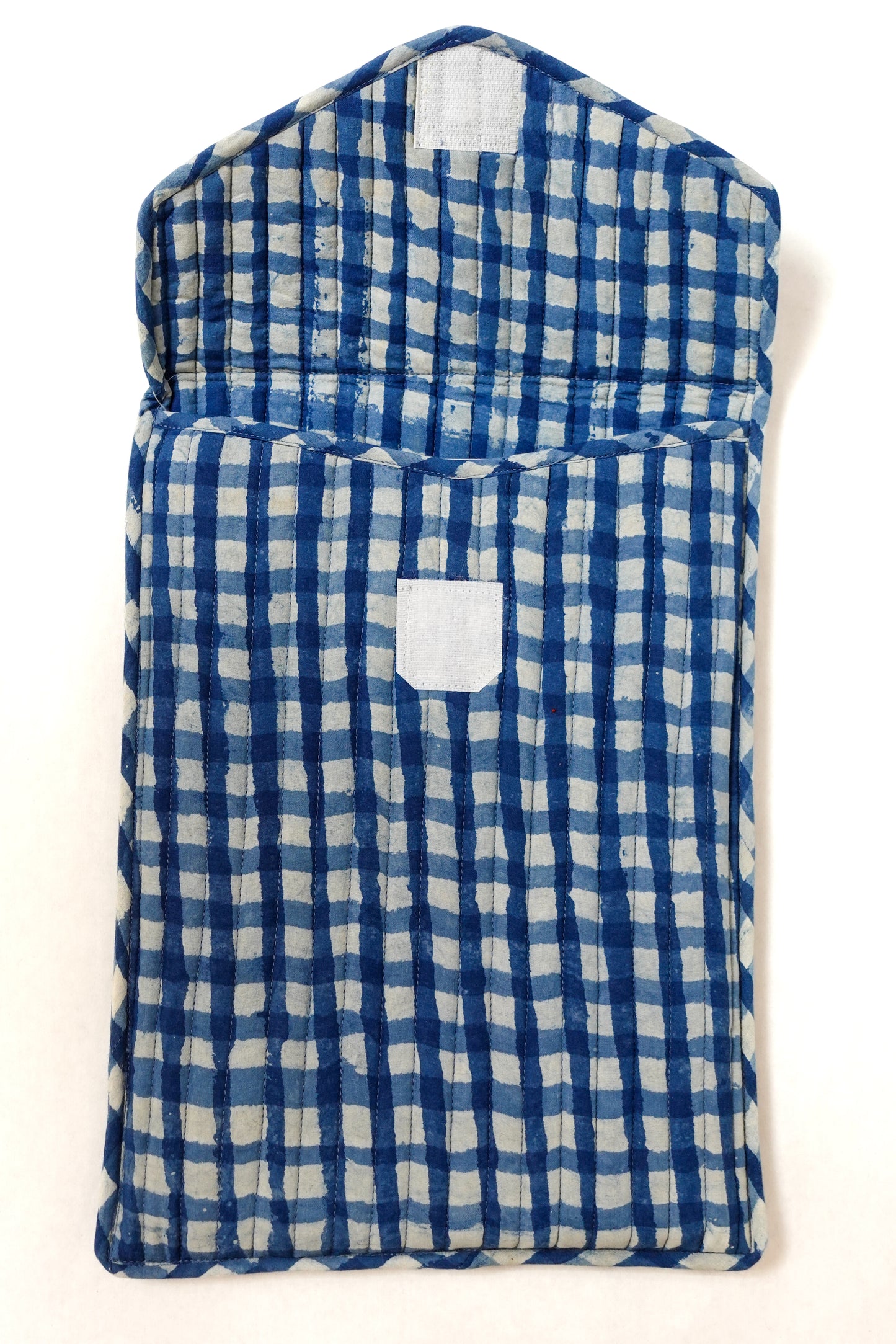 Indigo Gingham Quilted Laptop Case