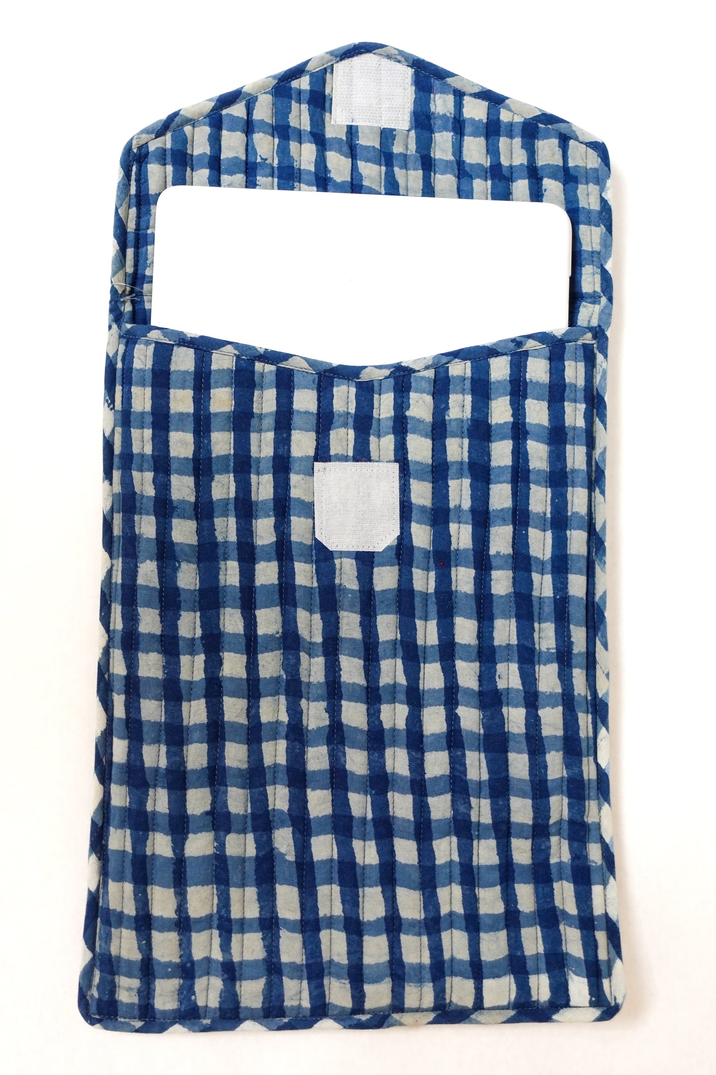 Indigo Gingham Quilted Laptop Case