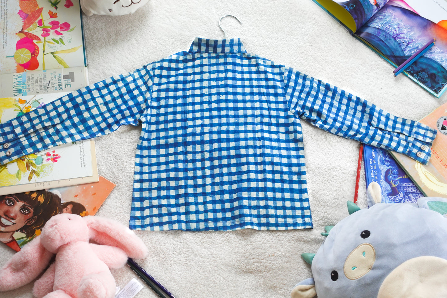 Youth's Indigo Gingham button shirt